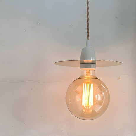 Industrial Retro Amber Glas Globe Pendant Light Image - 2