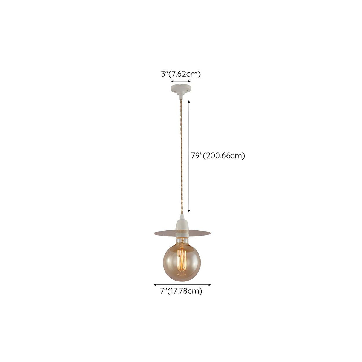 Industrial Retro Amber Glas Globe Pendant Light 