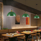 Industrial Retro Metal Green Vaulted Pendant Light Image - 1