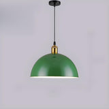 Industrial Retro Metal Green Vaulted Pendant Light Image - 10