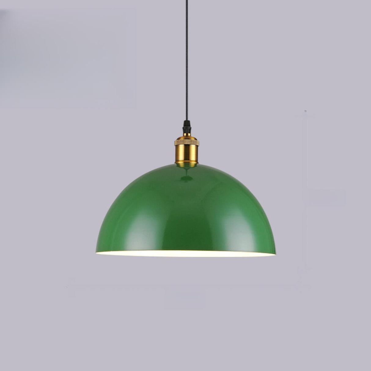 Industrial Retro Metal Green Vaulted Pendant Light Image - 11