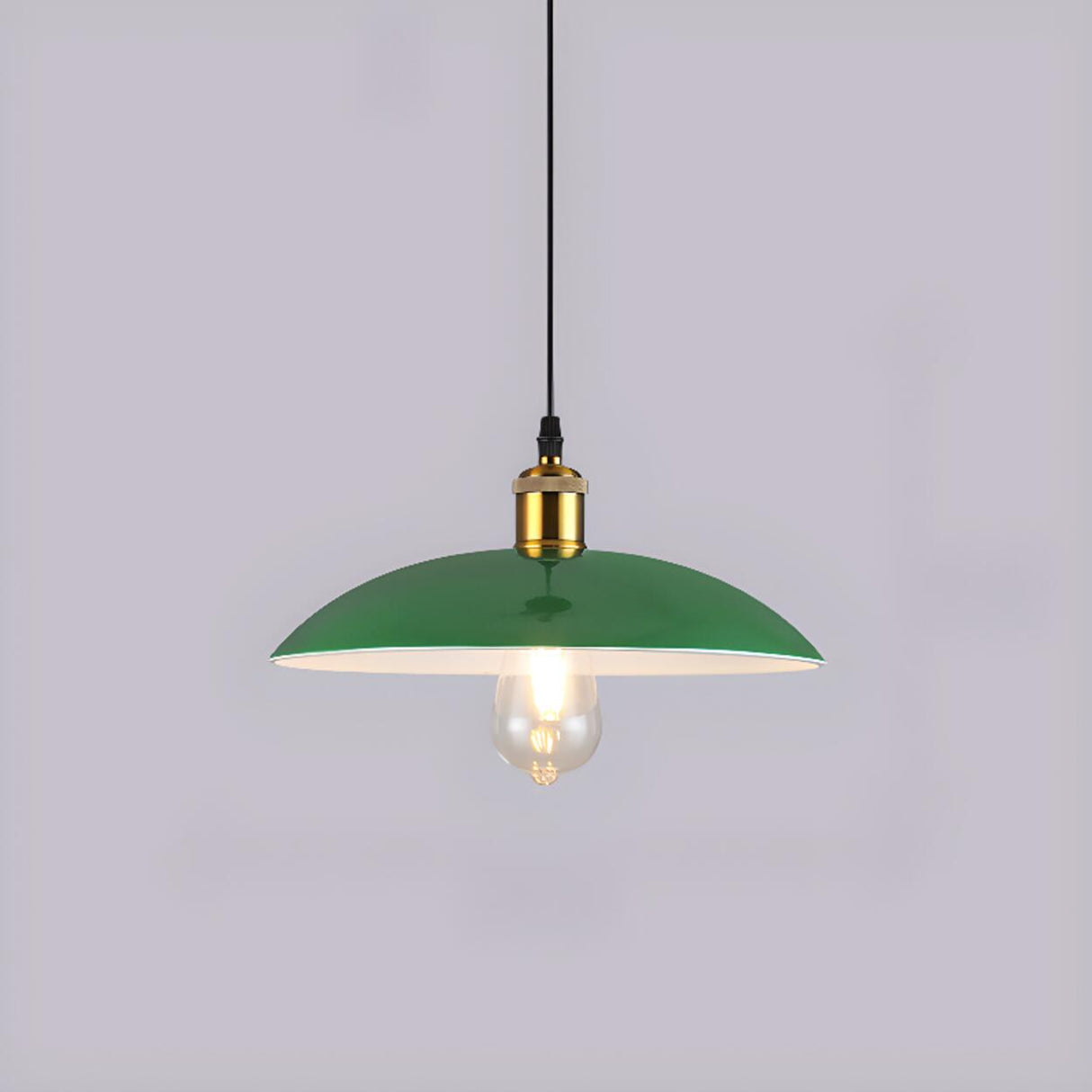 Industrial Retro Metal Green Vaulted Pendant Light Image - 13