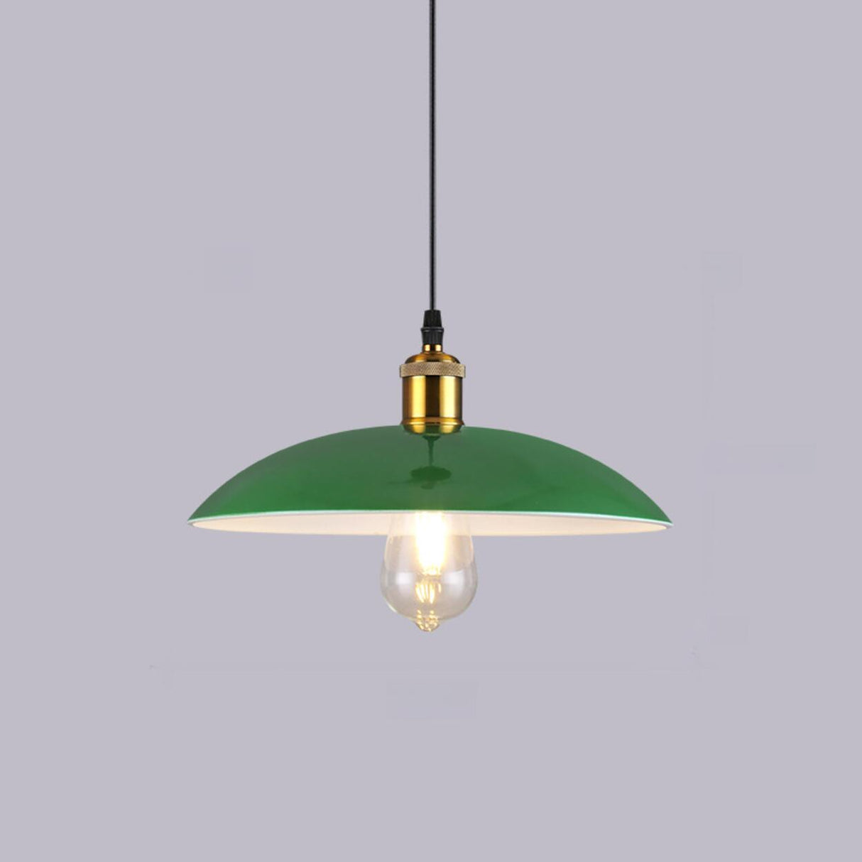 Industrial Retro Metal Green Vaulted Pendant Light Image - 14