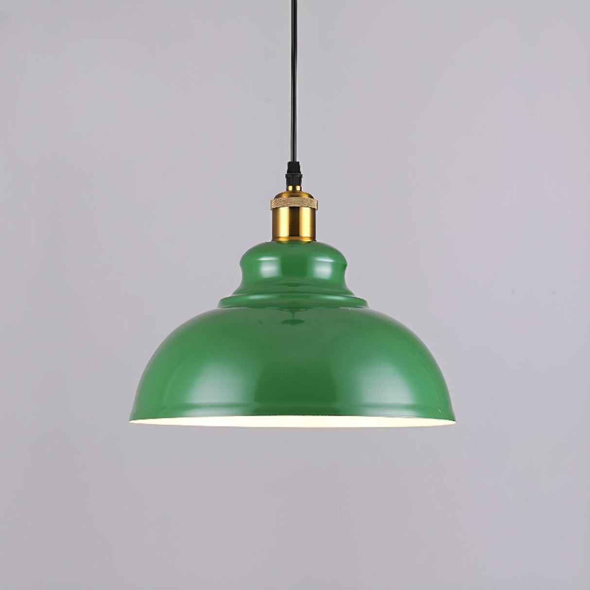 Industrial Retro Metal Green Vaulted Pendant Light Image - 15