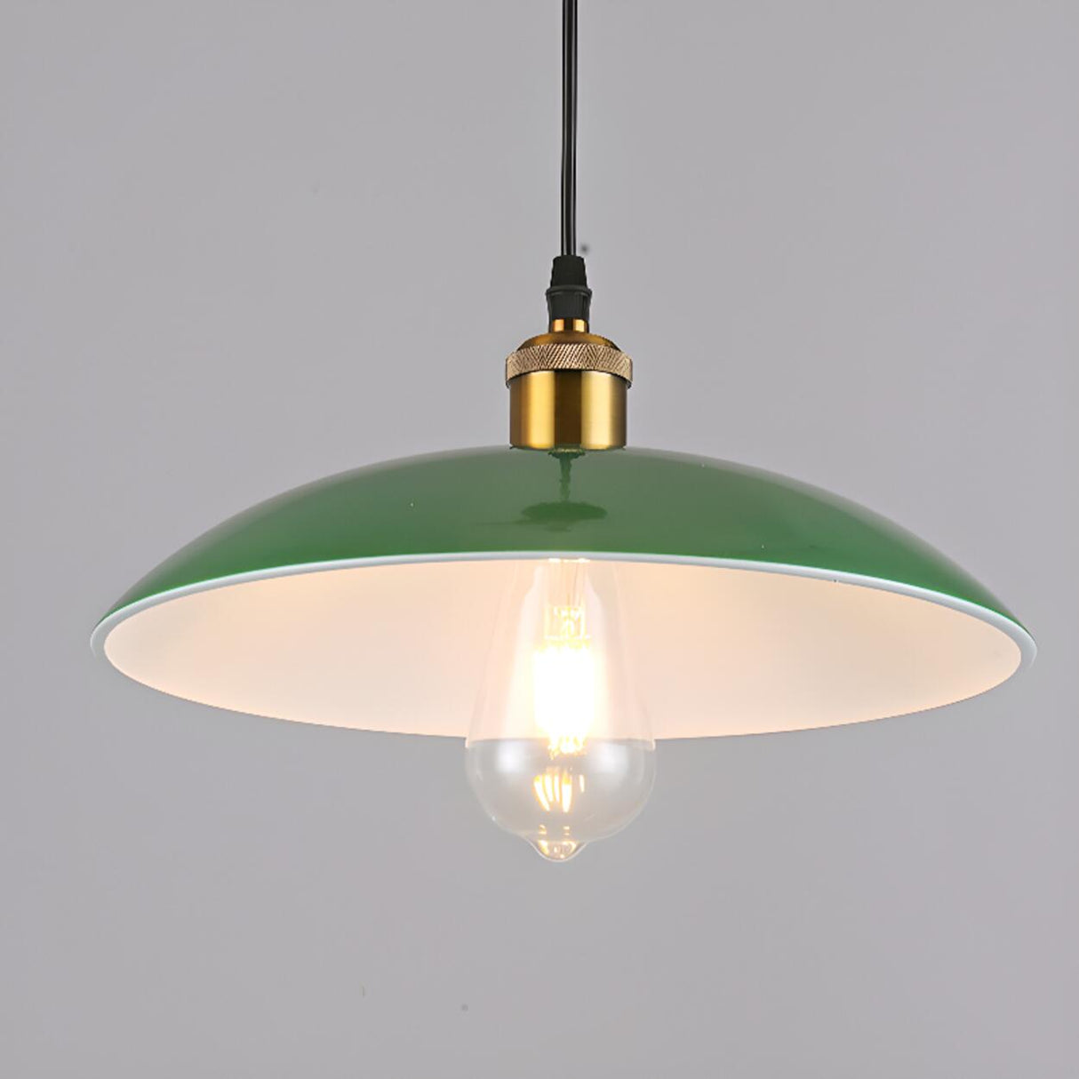 Industrial Retro Metal Green Vaulted Pendant Light Image - 18