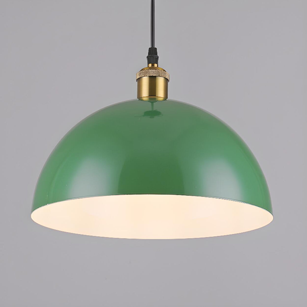 Industrial Retro Metal Green Vaulted Pendant Light Image - 19