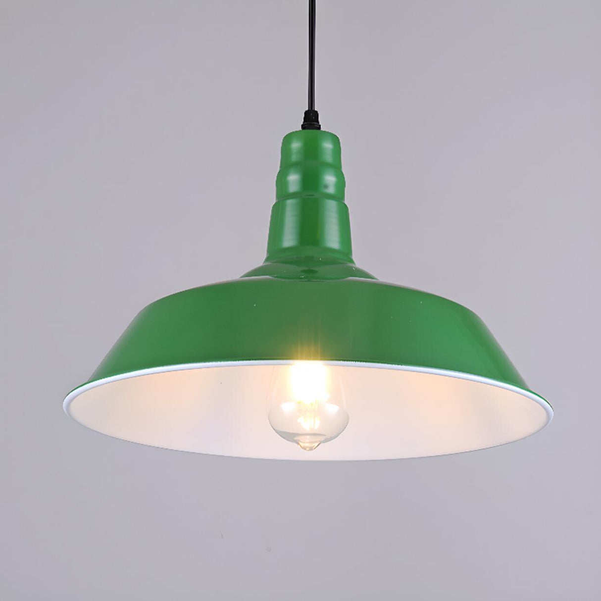 Industrial Retro Metal Green Vaulted Pendant Light Image - 20