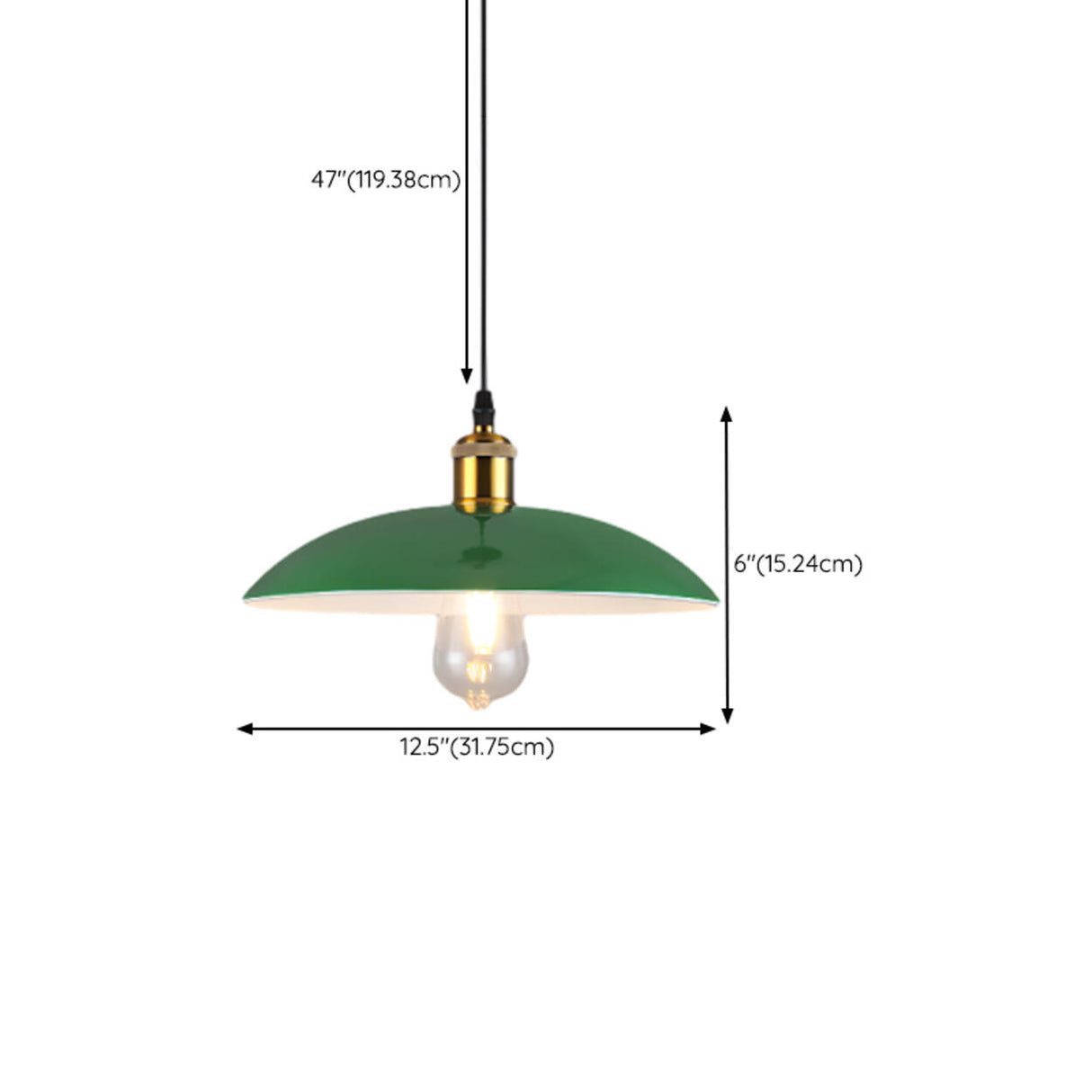 Industrial Retro Metal Green Vaulted Pendant Light 