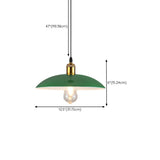 Industrial Retro Metal Green Vaulted Pendant Light #size