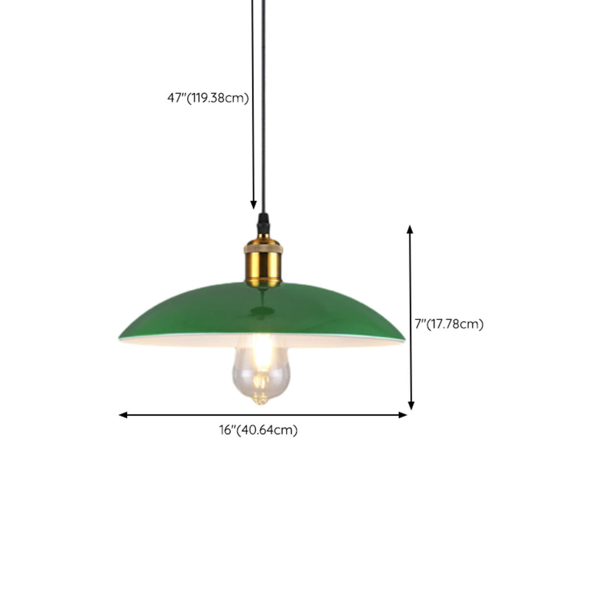 Industrial Retro Metal Green Vaulted Pendant Light Image - 25