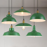 Industrial Retro Metal Green Vaulted Pendant Light Image - 4