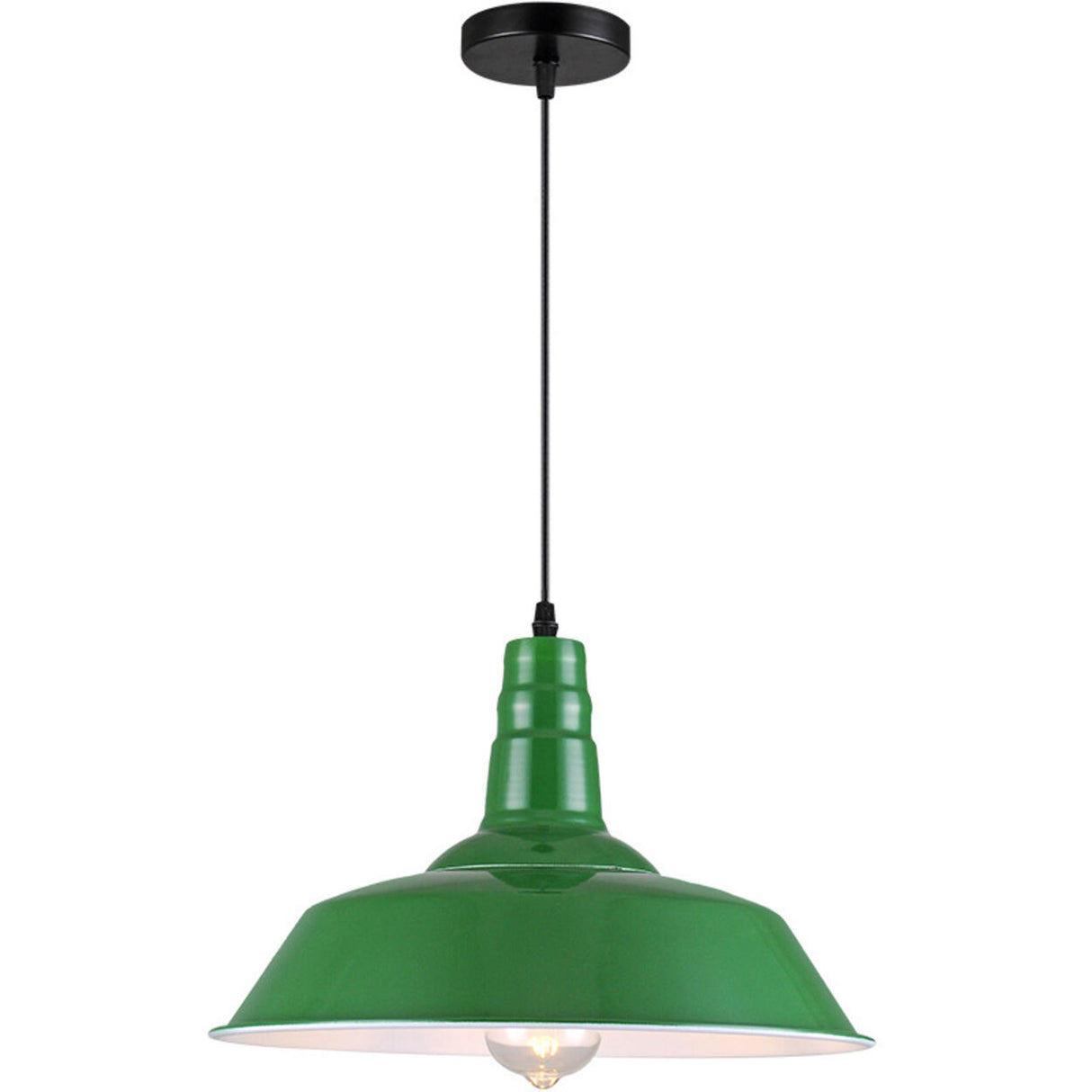 Industrial Retro Metal Green Vaulted Pendant Light Image - 5