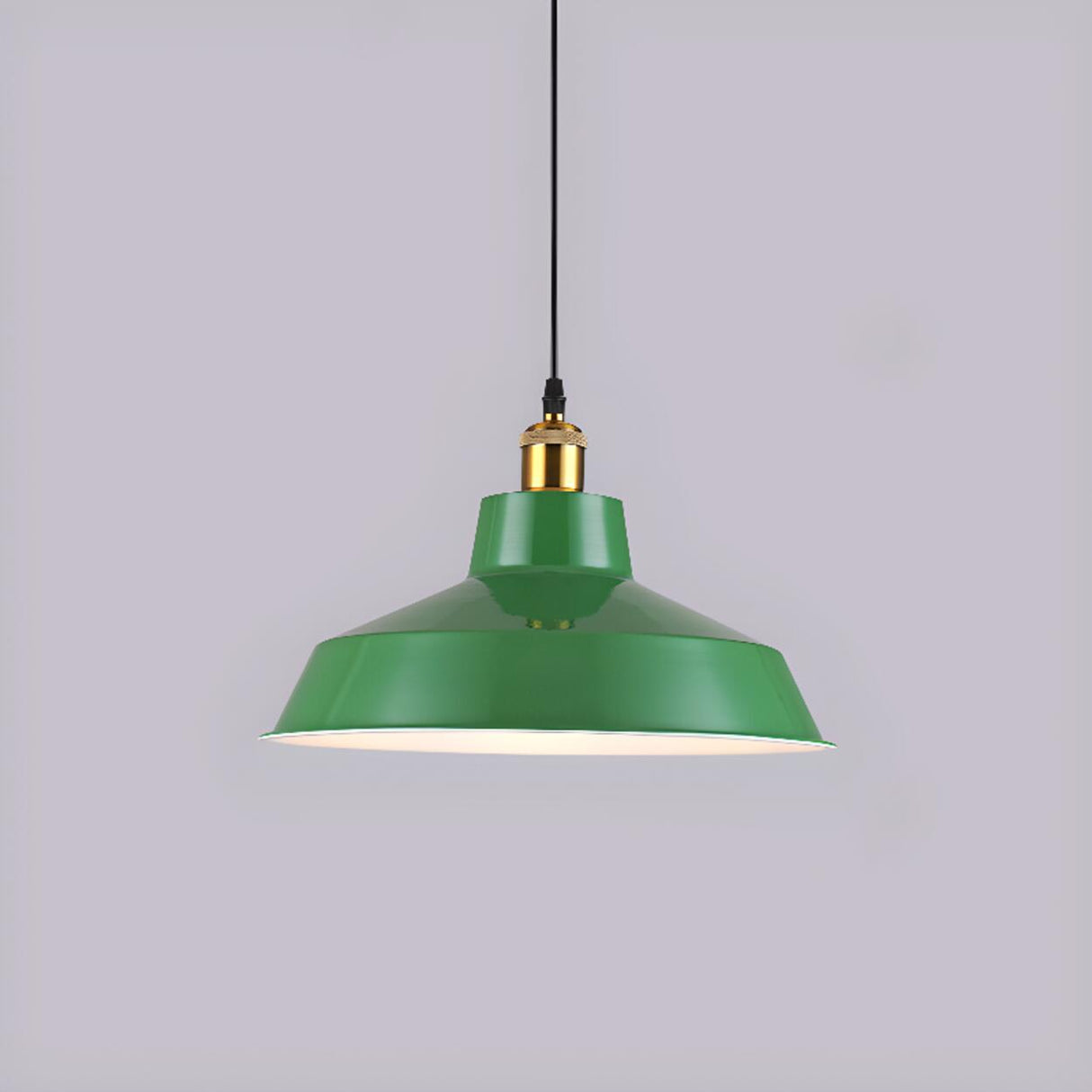 Industrial Retro Metal Green Vaulted Pendant Light Image - 6