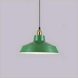 Industrial Retro Metal Green Vaulted Pendant Light Image - 6