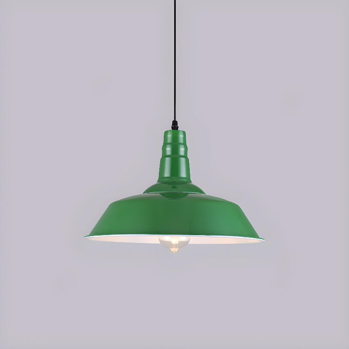 Industrial Retro Metal Green Vaulted Pendant Light Image - 7