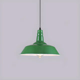 Industrial Retro Metal Green Vaulted Pendant Light Image - 7