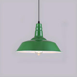 Industrial Retro Metal Green Vaulted Pendant Light Image - 8