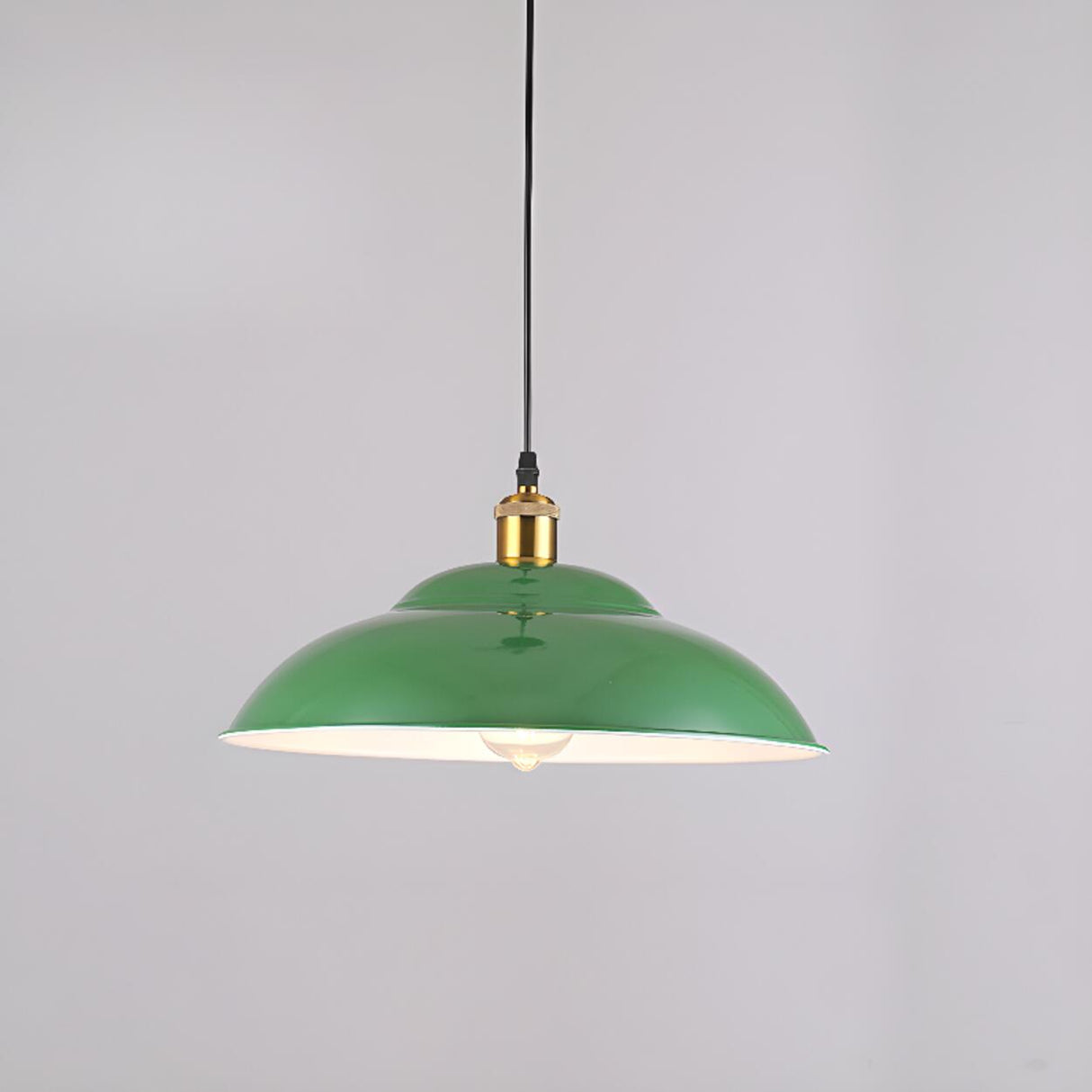 Industrial Retro Metal Green Vaulted Pendant Light Image - 9