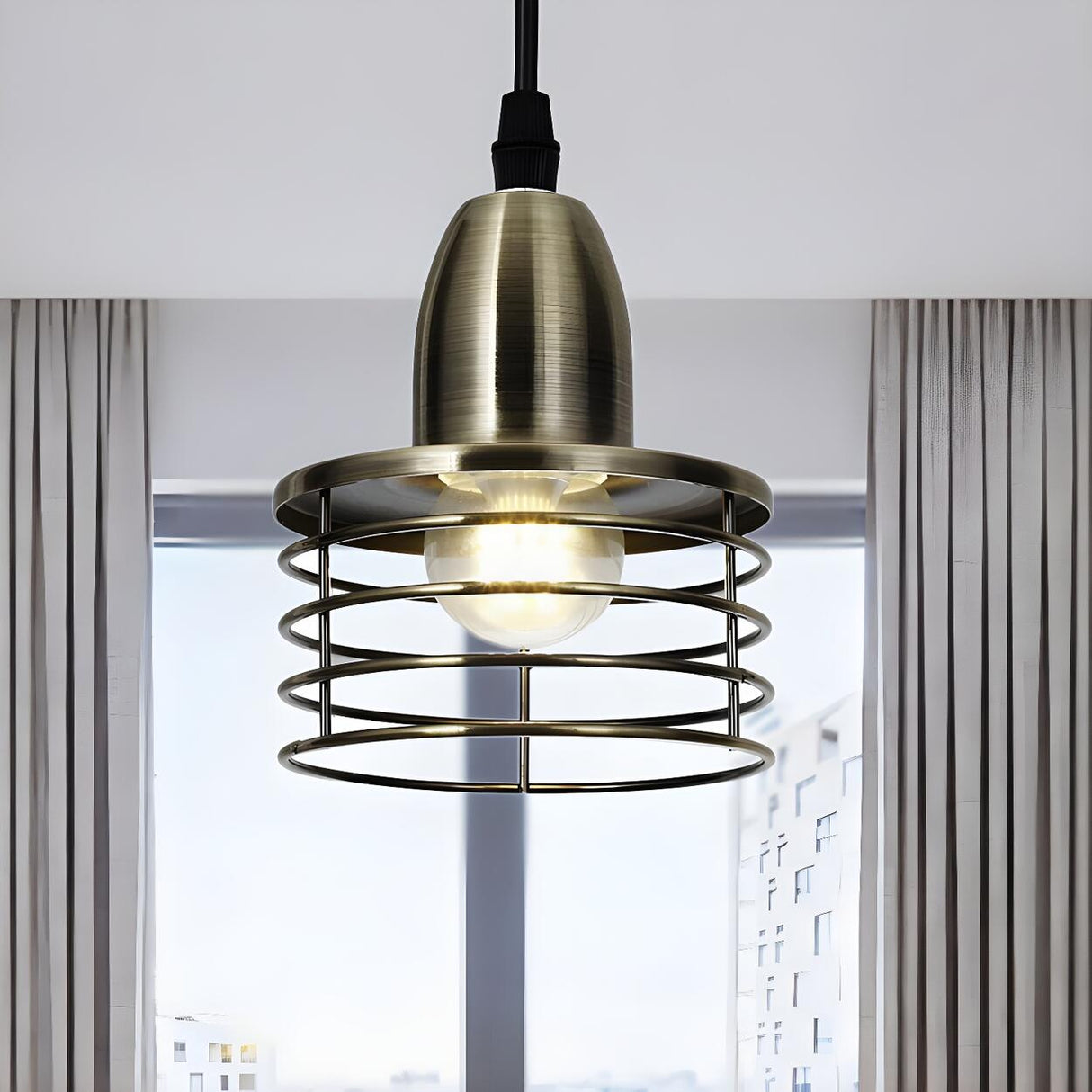 Industrial Retro Metal Wire Cage Kitchen Pendant Light Image - 16