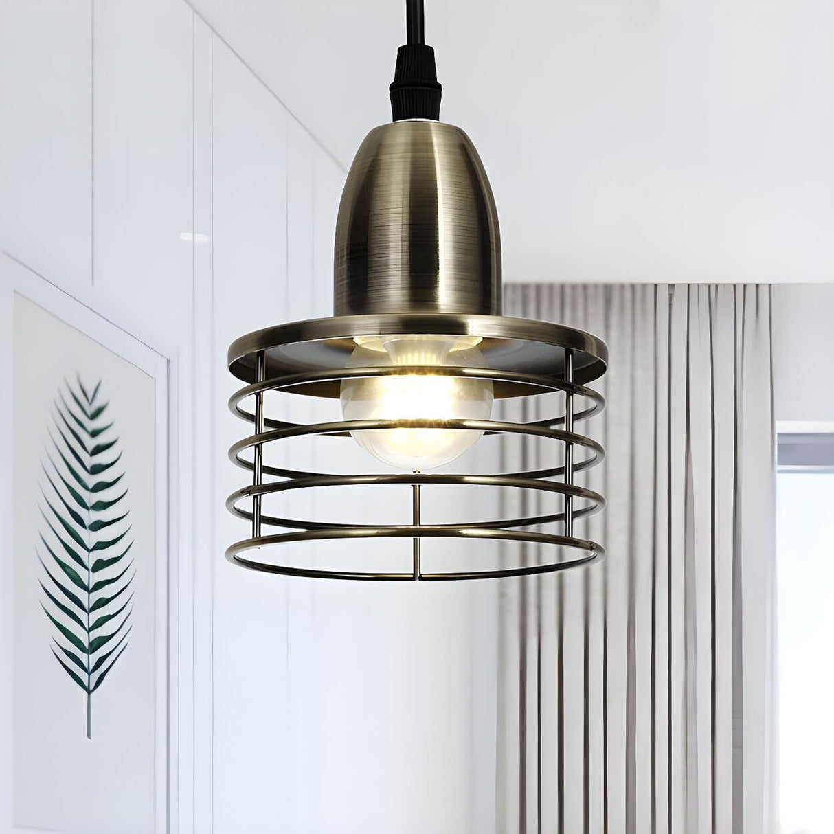 Industrial Retro Metal Wire Cage Kitchen Pendant Light Image - 17