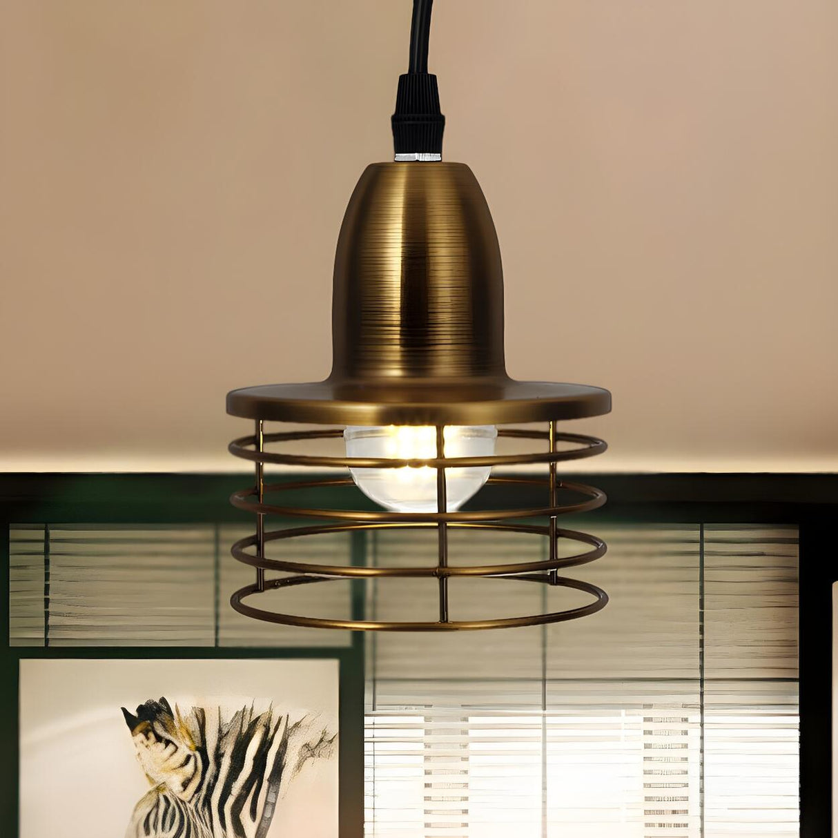 Industrial Retro Metal Wire Cage Kitchen Pendant Light Image - 7