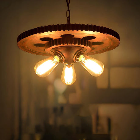 Industrial Retro Restaurant Gear Edison Bulbs Chandelier Image - 2