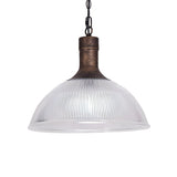 Industrial Ribbed Glass Black Dining Room Pendant Light Image - 10