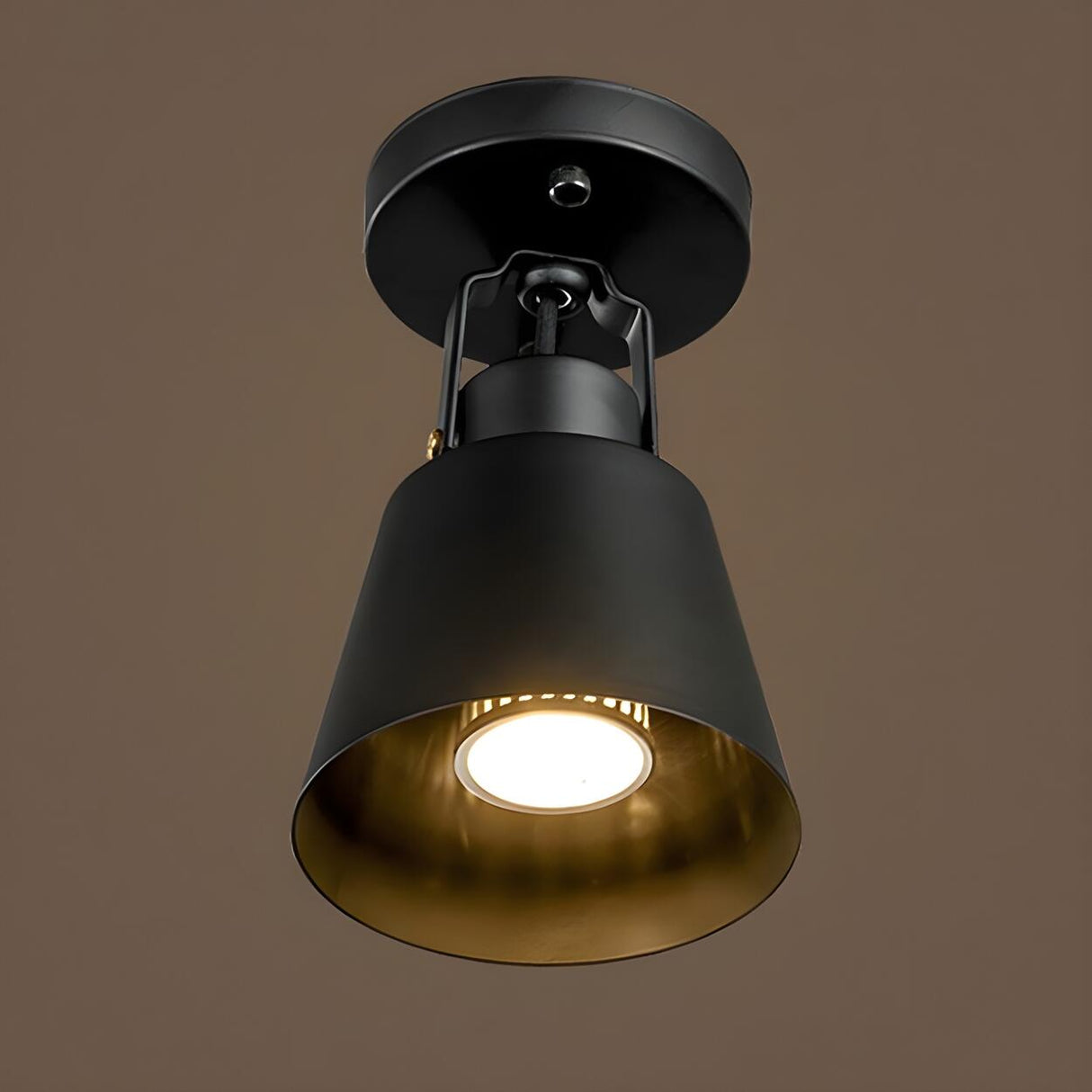 Industrial Rotatable Black Cone Semi-Flush Mount Light Image - 7