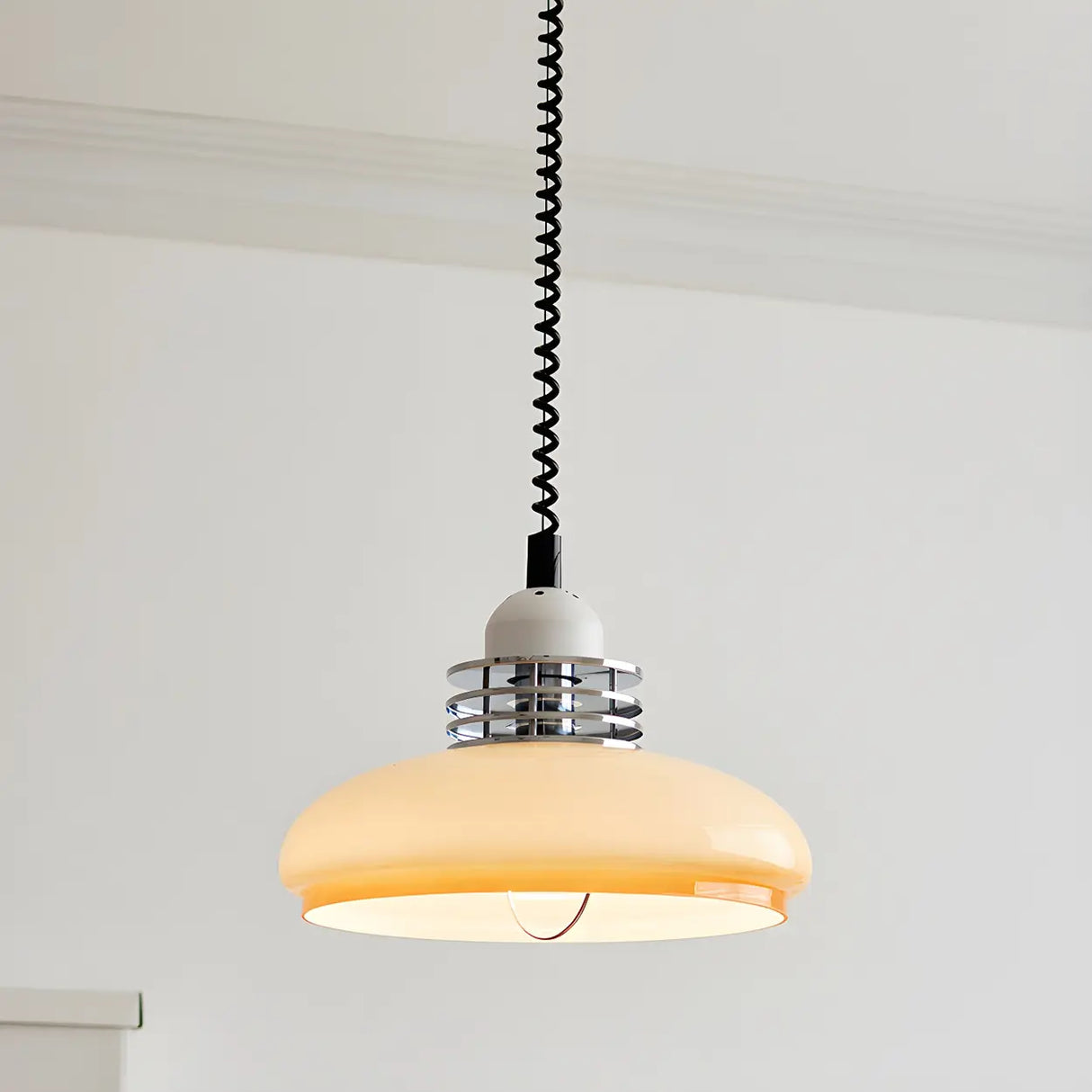 Industrial Round Dome Pendant Light Beige Medium Kitchen Image - 1