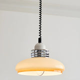 Industrial Round Dome Pendant Light Beige Medium Kitchen Image - 2