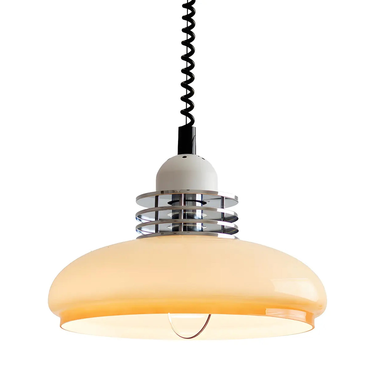 Industrial Round Dome Pendant Light Beige Medium Kitchen Image - 6