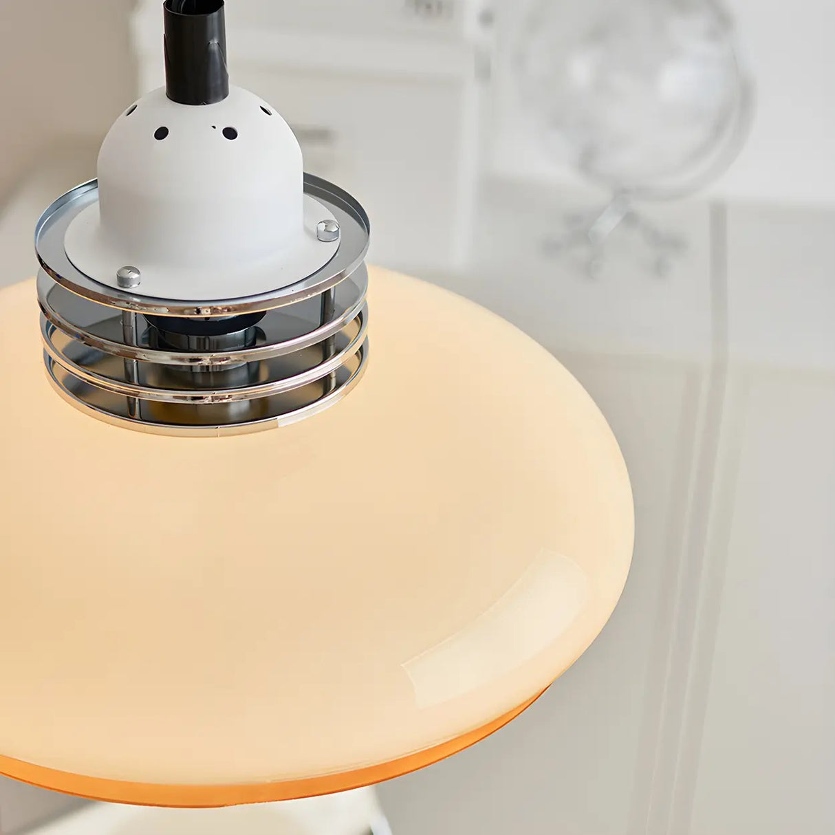 Industrial Round Dome Pendant Light Beige Medium Kitchen Image - 7