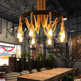 Industrial Round Geometric Rope Kitchen Black Chandelier Image - 1