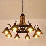 Industrial Round Geometric Rope Kitchen Black Chandelier Image - 14