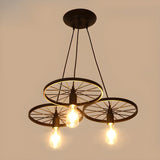 Industrial Round Geometric Rope Kitchen Black Chandelier Image - 16