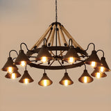 Industrial Round Geometric Rope Kitchen Black Chandelier Image - 21