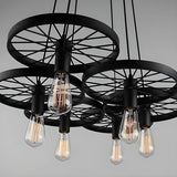 Industrial Round Geometric Rope Kitchen Black Chandelier Image - 22