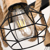 Industrial Round Geometric Rope Kitchen Black Chandelier Image - 23