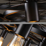 Industrial Round Geometric Rope Kitchen Black Chandelier Image - 25