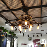 Industrial Round Geometric Rope Kitchen Black Chandelier Image - 3