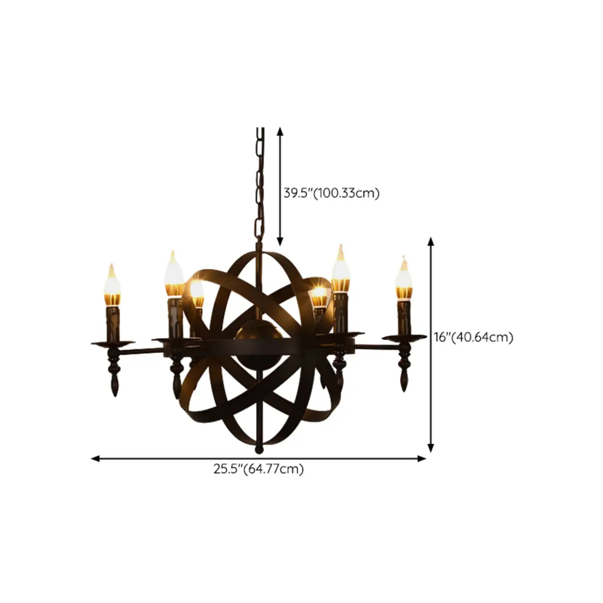 Industrial Round Geometric Rope Kitchen Black Chandelier Image - 32