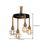 Industrial Round Geometric Rope Kitchen Black Chandelier Image - 39