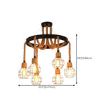 Industrial Round Geometric Rope Kitchen Black Chandelier Image - 40