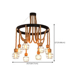 Industrial Round Geometric Rope Kitchen Black Chandelier Image - 41