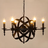 Industrial Round Geometric Rope Kitchen Black Chandelier Image - 8