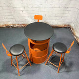 Industrial Round Metal Orange Bar Set with Storage Image - 2