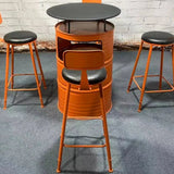 Industrial Round Metal Orange Bar Set with Storage Image - 3