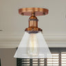 Industrial Rust Cone Clear Glass Flush Mount Light Image - 10