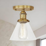 Industrial Rust Cone Clear Glass Flush Mount Light Image - 14