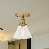 Industrial Rust Cone Clear Glass Flush Mount Light Image - 15